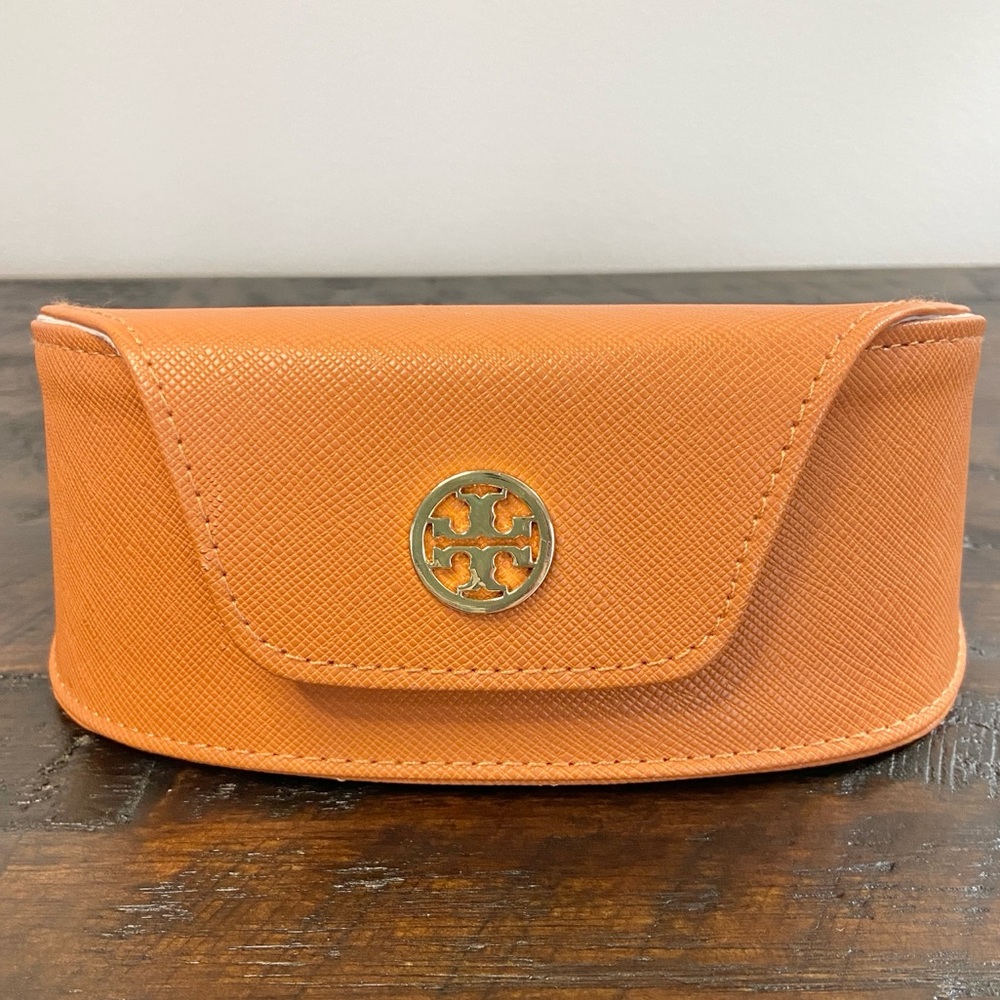 Tory Burch Saffiano Leather Orange Oversized Sunglasses Case